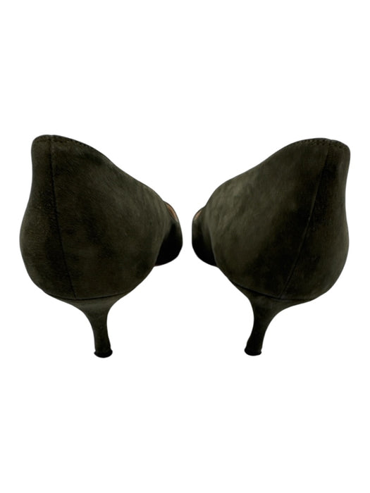 Manolo Blahnik Shoe Size 39 Dark Green Suede leather Pointed Toe Pumps Dark Green / 39
