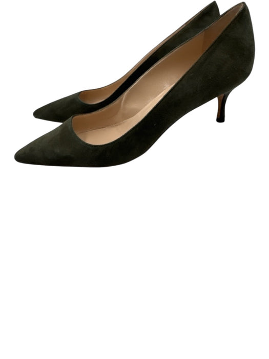 Manolo Blahnik Shoe Size 39 Dark Green Suede leather Pointed Toe Pumps Dark Green / 39