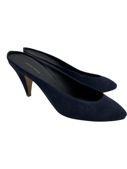 Mansur Gavriel Shoe Size 39 Navy Suede leather Almond Toe Midi Heel Mule Pumps Navy / 39