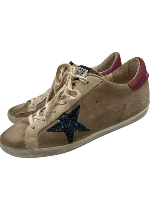Golden Goose Shoe Size 40 Beige & Multi Leather Lace Up Glitter Sneakers Beige & Multi / 40