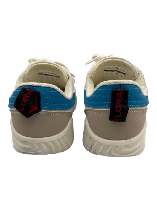 De Florance Shoe Size 8.5 White, Gray, Blue Leather Lace Up Color Block Sneakers White, Gray, Blue / 8.5