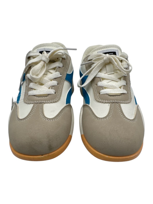 De Florance Shoe Size 8.5 White, Gray, Blue Leather Lace Up Color Block Sneakers White, Gray, Blue / 8.5