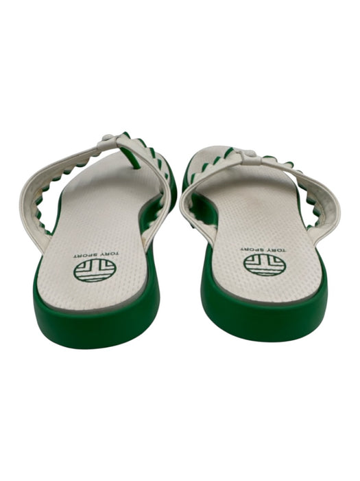 Tory Sport Shoe Size 8 White & Green Synthetic & Leather Flip Flop Sandals White & Green / 8