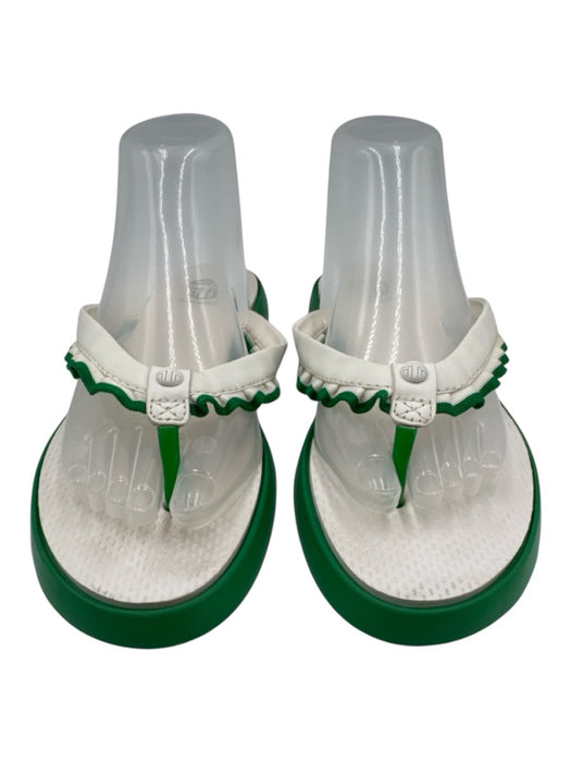 Tory Sport Shoe Size 8 White & Green Synthetic & Leather Flip Flop Sandals White & Green / 8