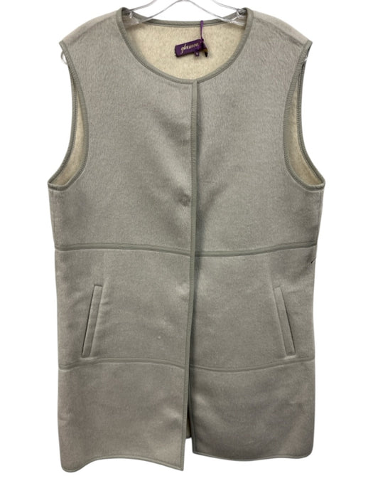 Glamourpuss Size S Gray Wool & Alpaca Snap Button Front Felted Wool Long Vest Gray / S
