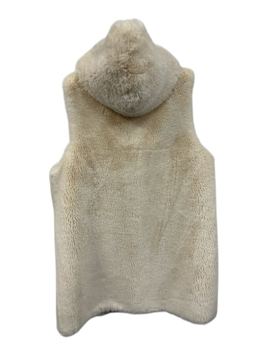 J. McLaughlin Size M Cream White Polyester Faux Fur Snap Button Front Vest Cream White / M