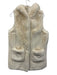 J. McLaughlin Size M Cream White Polyester Faux Fur Snap Button Front Vest Cream White / M