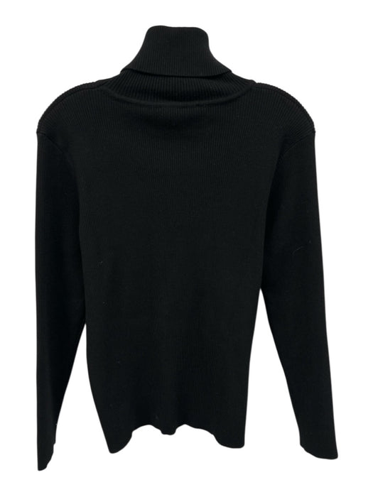 Pomander Place Size XL Black Rayon Blend Ribbed Knit Turtleneck Pullover Sweater Black / XL