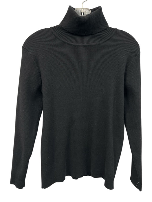 Pomander Place Size XL Black Rayon Blend Ribbed Knit Turtleneck Pullover Sweater Black / XL