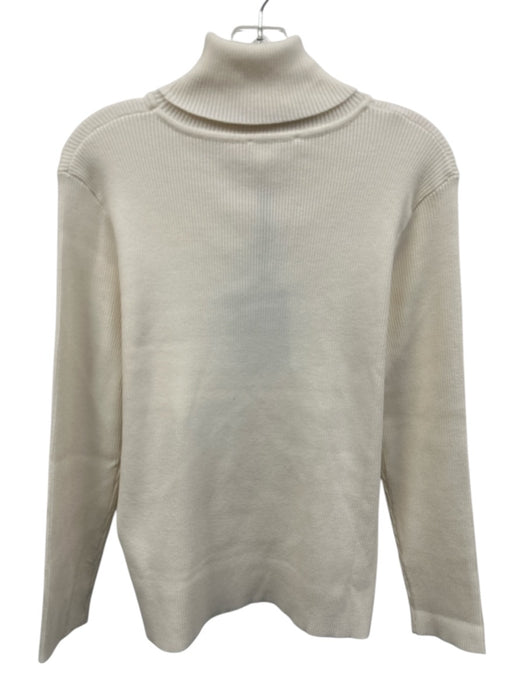 Pomander Place Size XL Cream White Rayon Blend Ribbed Knit Turtleneck Sweater Cream White / XL