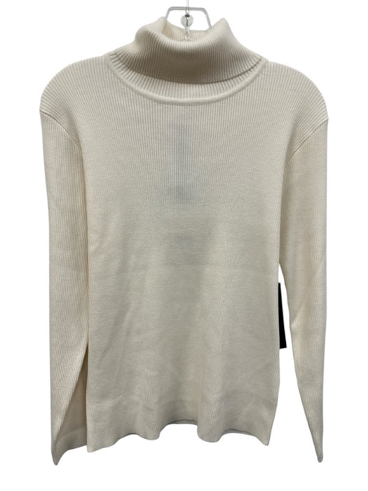 Pomander Place Size XL Cream White Rayon Blend Ribbed Knit Turtleneck Sweater Cream White / XL