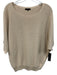 Quince Size M Beige Cotton Blend Knit Short Dolman Sleeve Ribbed Hem Sweater Beige / M
