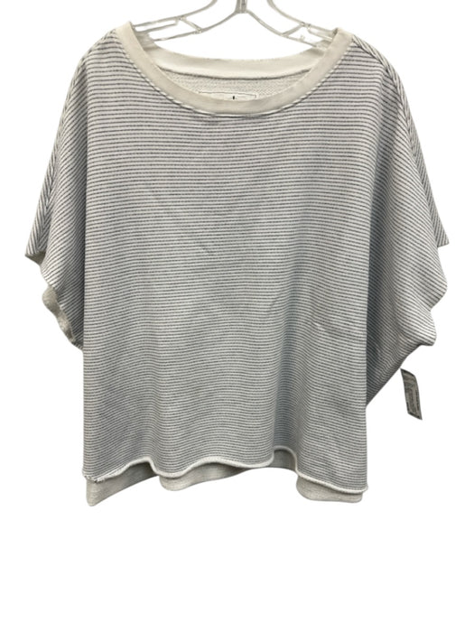 Frank & Eileen Size One Size White & Navy Blue Cotton Striped rolled hem Top White & Navy Blue / One Size