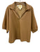 Emily McCarthy Size L Beige PU Leather 1/2 Dolman Sleeve Collared V Neck Top Beige / L