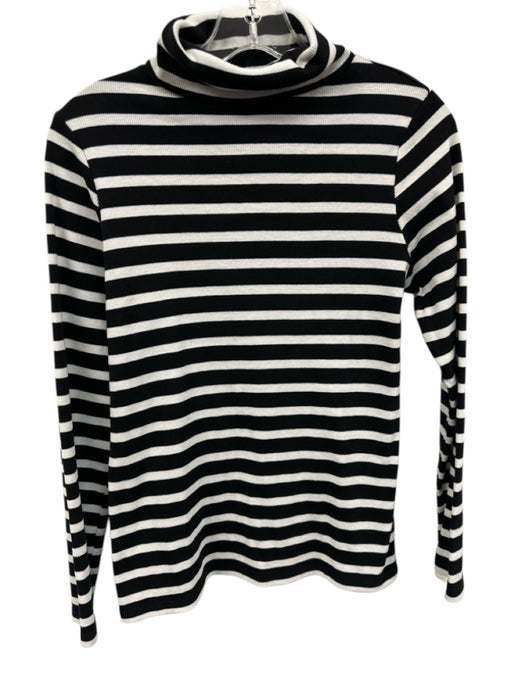 Saint + Sofia Size 12 Black & White Cotton Blend Ribbed Knit Striped Top Black & White / 12