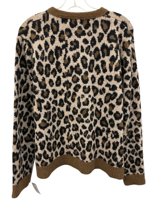 Entro Size L Brown & Black Polyester & Wool Blend Leopard Print Knit Sweater Brown & Black / L