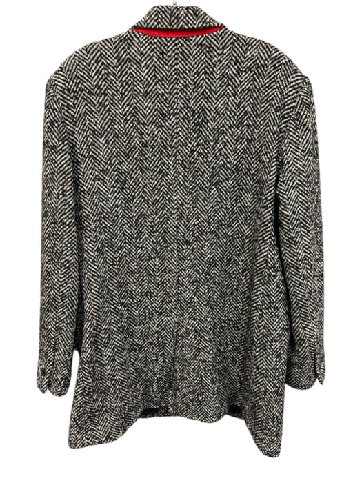 Kal Rieman Size L Black, White & Multi Wool Blend Herringbone Tweed Coat Black, White & Multi / L
