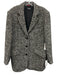 Kal Rieman Size L Black, White & Multi Wool Blend Herringbone Tweed Coat Black, White & Multi / L