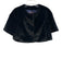 Glamourpuss Size L Navy Blue Polyester Faux Fur Snap Button Front Cropped Jacket Navy Blue / L
