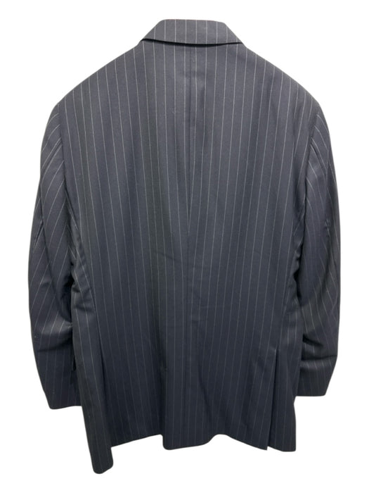 Peter Millar Navy & White Wool Striped 2 Button Men's Suit Navy & White / 42