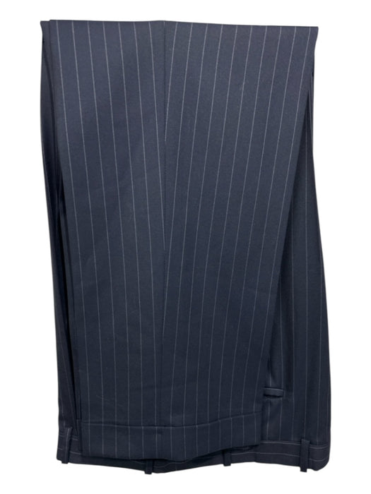 Peter Millar Navy & White Wool Striped 2 Button Men's Suit Navy & White / 42