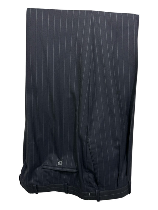 Peter Millar Navy & White Wool Striped 2 Button Men's Suit Navy & White / 42