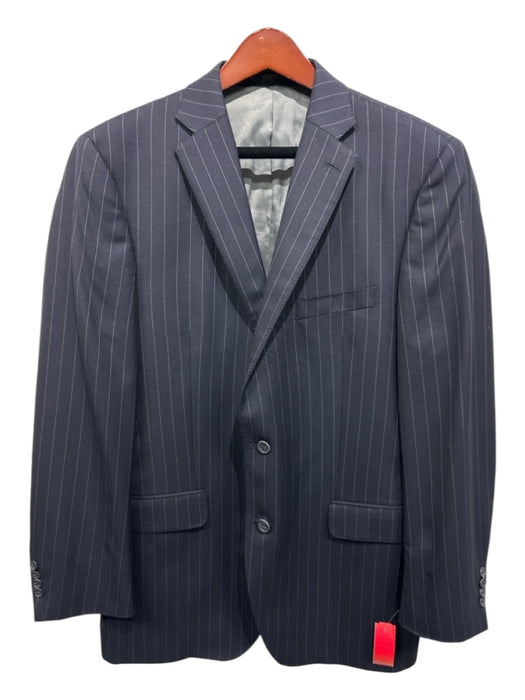 Peter Millar Navy & White Wool Striped 2 Button Men's Suit Navy & White / 42