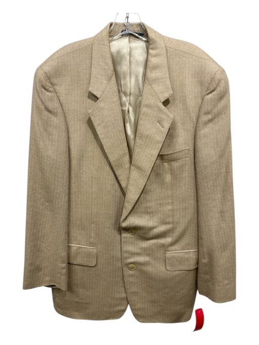 Samuelsohn AS IS Beige & White Wool Herringbone 2 Button Men's Blazer Beige & White / 42T