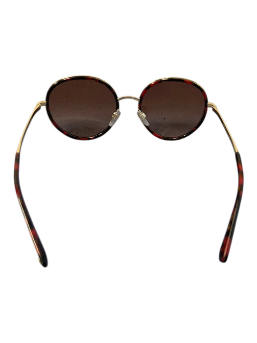 Valentino Red Metal Round Frames Tortoise Shell gold accent Rock Stud Sunglasses Red
