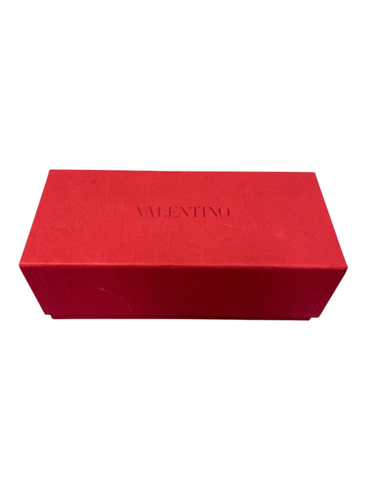 Valentino Red Metal Round Frames Tortoise Shell gold accent Rock Stud Sunglasses Red