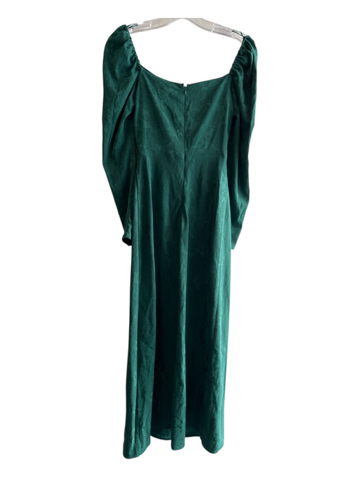 Wayf Size XS Pine Green Polyester Square Neck Long Sleeve Tie Front Dress Pine Green / XS