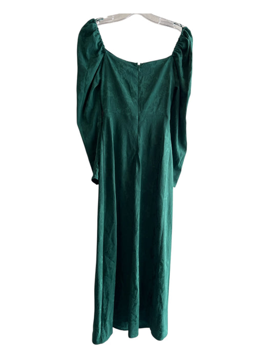 Wayf Size XS Pine Green Polyester Square Neck Long Sleeve Tie Front Dress Pine Green / XS