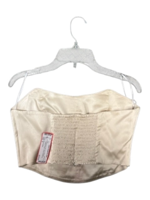 Reformation Size 2 Champagne Gold Silk Strapless Paneled corset Cropped Top Champagne Gold / 2