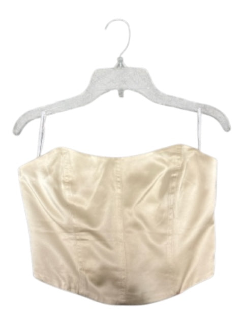 Reformation Size 2 Champagne Gold Silk Strapless Paneled corset Cropped Top Champagne Gold / 2