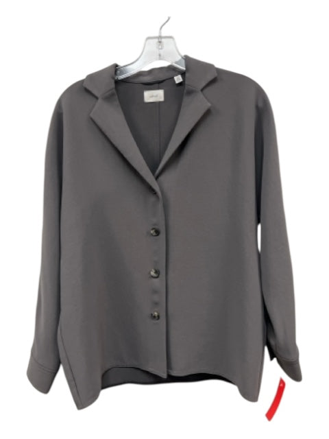 Wilfred Size XXS Dark Gray Polyester Long Sleeve Solid Button Up & Collar Top Dark Gray / XXS