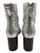 Sandro Shoe Size 37 Silver Leather Upper Metallic finish Back Zip Booties Silver / 37