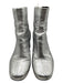 Sandro Shoe Size 37 Silver Leather Upper Metallic finish Back Zip Booties Silver / 37