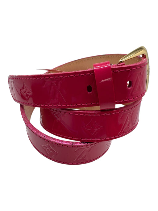 Louis Vuitton Hot pink Leather Monogram Gold Tone Hardware Skinny Belts Hot pink / 80/32