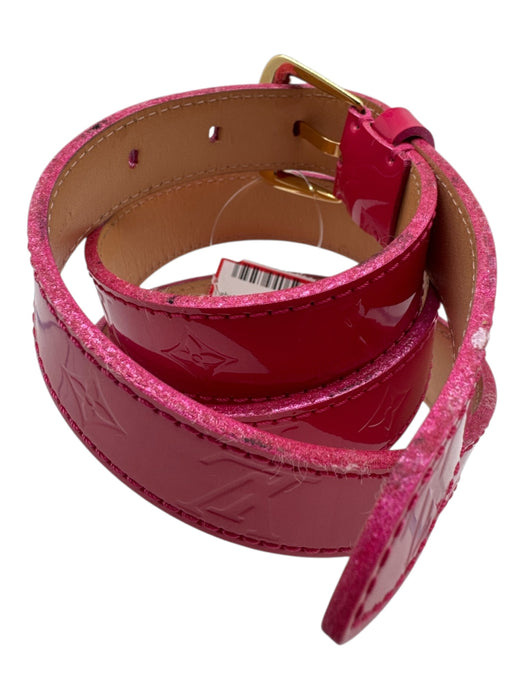 Louis Vuitton Hot pink Leather Monogram Gold Tone Hardware Skinny Belts Hot pink / 80/32