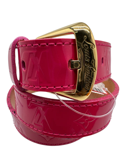 Louis Vuitton Hot pink Leather Monogram Gold Tone Hardware Skinny Belts Hot pink / 80/32
