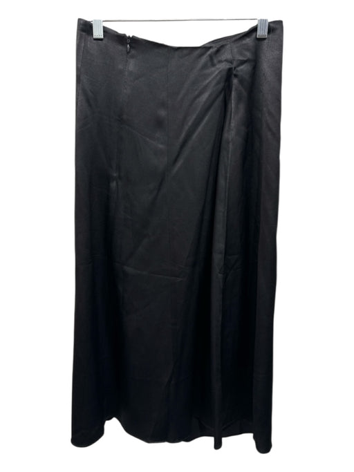 Karen Millen Size 6 Black Side Zip Solid Metallic Detail Midi Skirt Black / 6