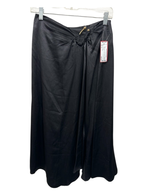 Karen Millen Size 6 Black Side Zip Solid Metallic Detail Midi Skirt Black / 6