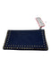 Miu Miu Navy, Gold & Silver Leather Stud Detail Zip Close Logo Clutch Wallets Navy, Gold & Silver