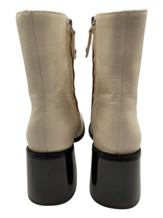 Sam Edelman Shoe Size 7.5 Off White Leather Square Toe Inside Zipper Booties Off White / 7.5