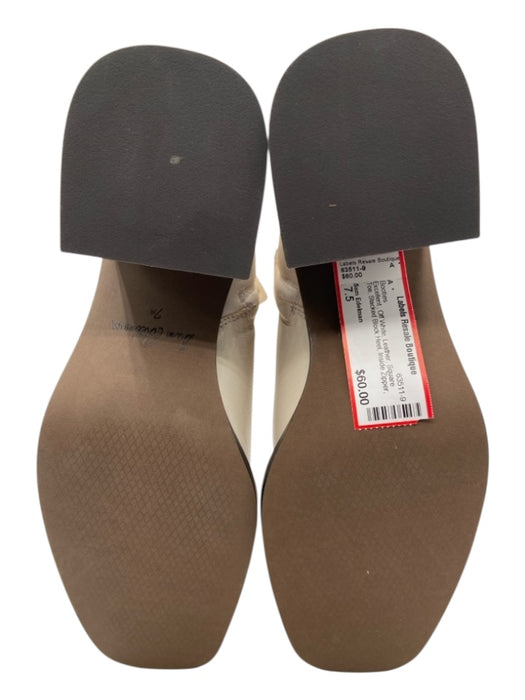 Sam Edelman Shoe Size 7.5 Off White Leather Square Toe Inside Zipper Booties Off White / 7.5