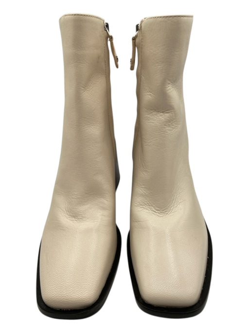 Sam Edelman Shoe Size 7.5 Off White Leather Square Toe Inside Zipper Booties Off White / 7.5