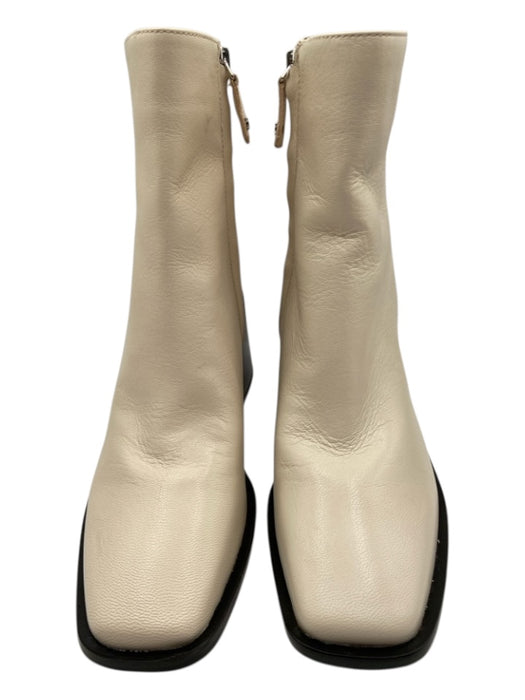 Sam Edelman Shoe Size 7.5 Off White Leather Square Toe Inside Zipper Booties Off White / 7.5