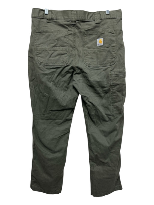 Carhartt Size 34 Olive Cotton Blend Solid Khaki Carpenter Men's Pants Olive / 34
