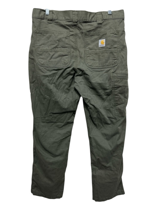 Carhartt Size 34 Olive Cotton Blend Solid Khaki Carpenter Men's Pants Olive / 34