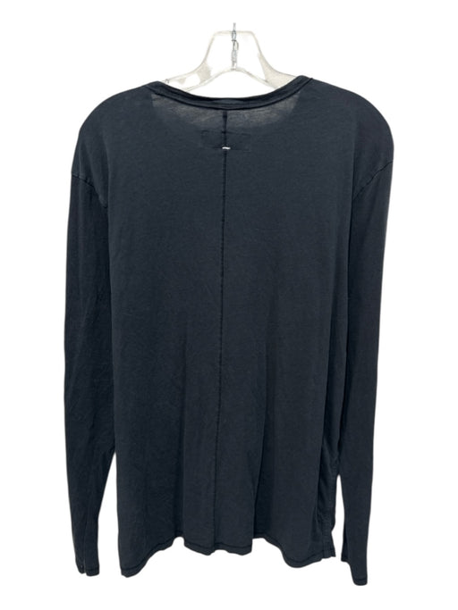 Rag & Bone Size L Black Cotton Blend Solid T shirt Crew Men's Long Sleeve Shirt Black / L